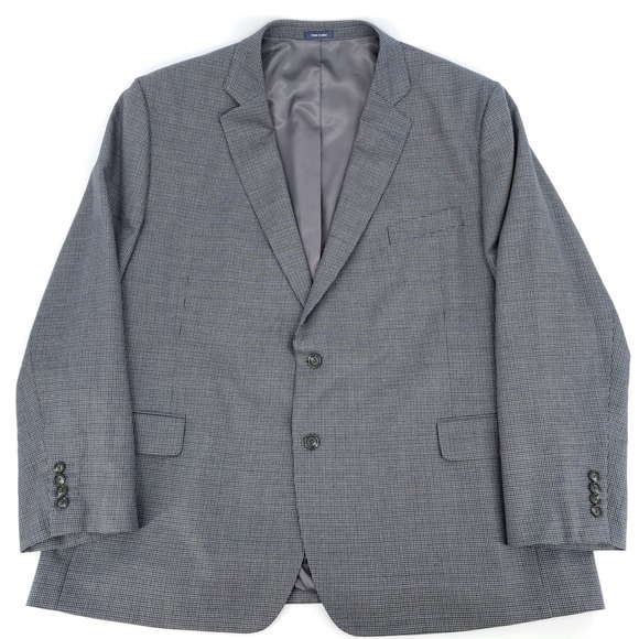 Stafford Travel Blazer Mens 52R Grey Houndstooth Classic Fit Year Round Wool Mix - Picture 3 of 15